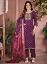 Rayon Magenta Traditional Wear Embroidery Work Readymade Kurti Set